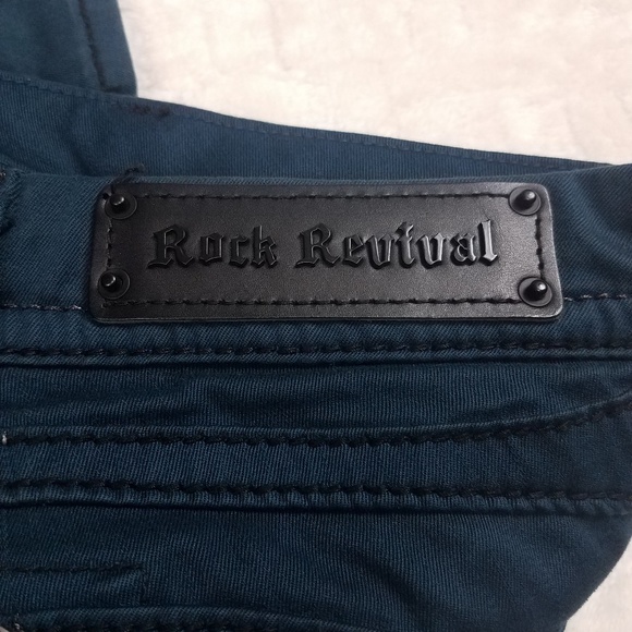 Rock Revival SASHA Skinny Dark Green Jeans Sz 29 - Picture 3 of 8
